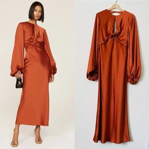 Anthropologie Significant Other SIZE 8 Demi Backless Long Sleeve Midi Dress Gown